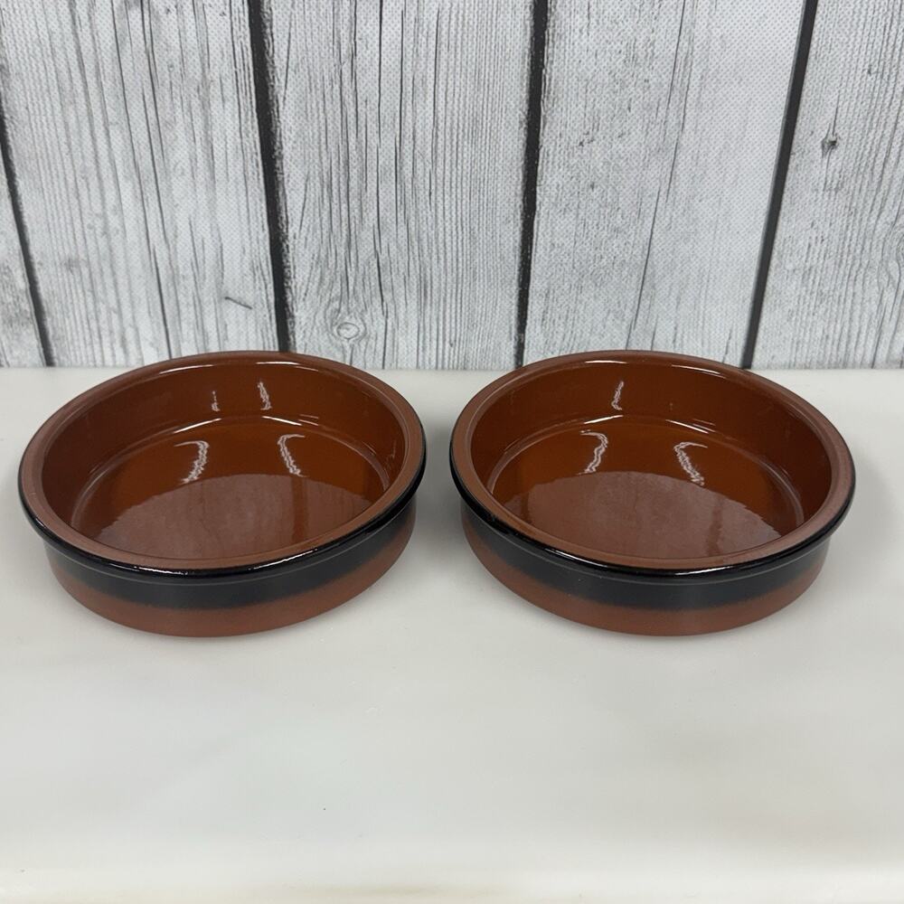 Set of 2 CERMER Ramekins Terra Cotta Pottery Dish Bowl 4.5" x 1.25"